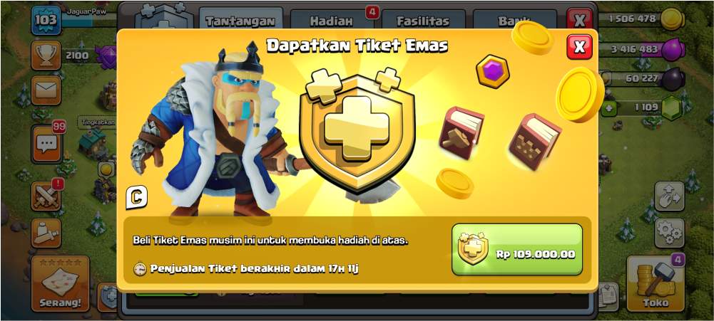 Gold Pass Clash of Clans gratis - Tiket Emas CoC Gratis