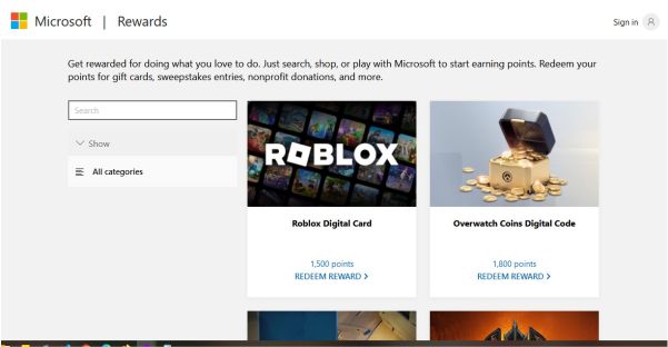 Katalog Hadian Microsoft Rewards